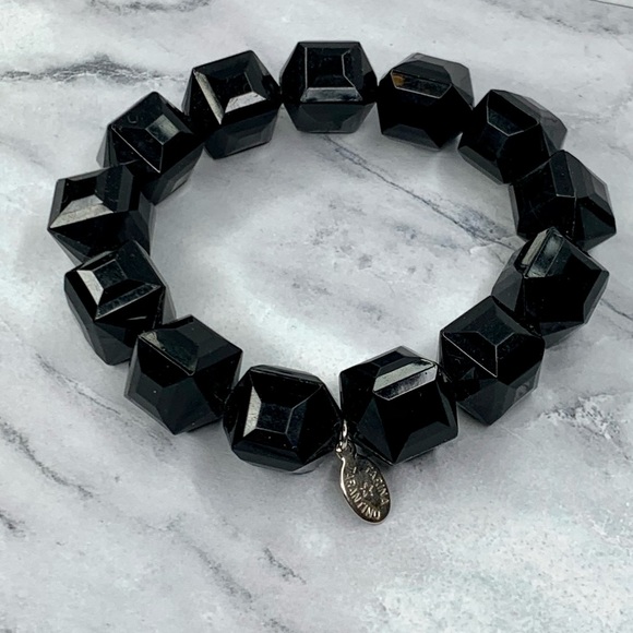 Tarina Tarantino Black Lucite Stretch Bracelet